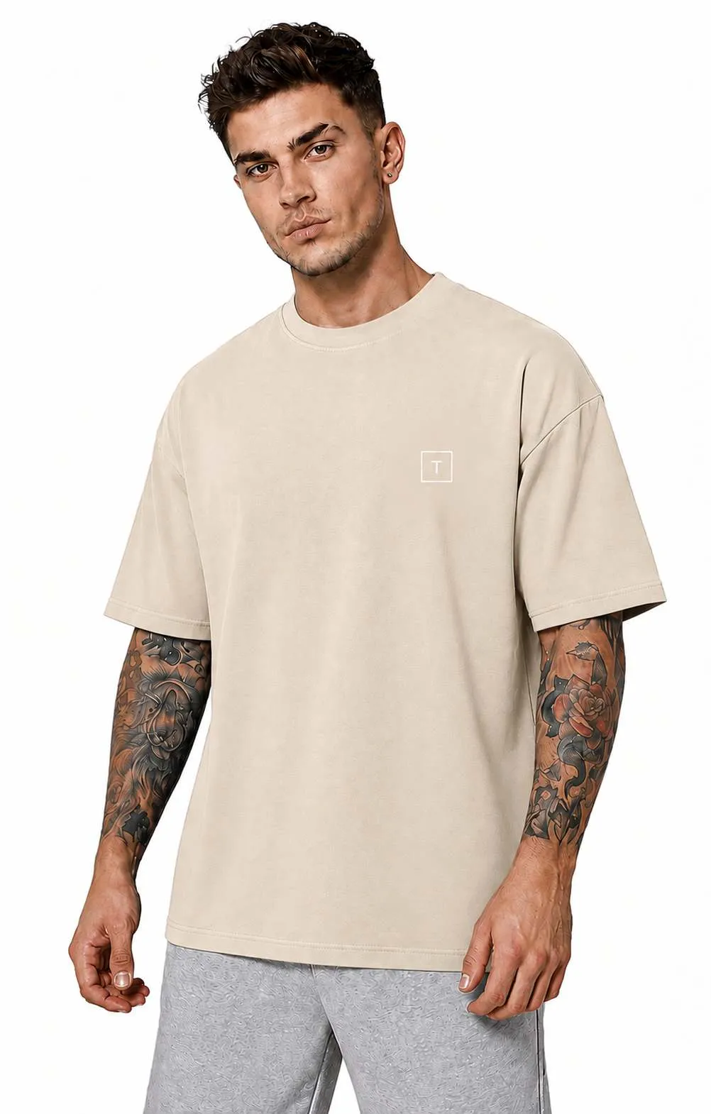 Tailmont Premium Brown Oversized T-Shirt