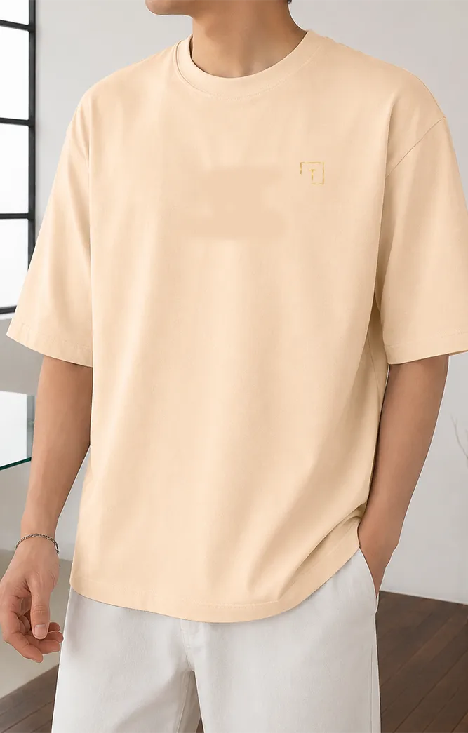 Tailmont Premium Beige Oversized T-Shirt