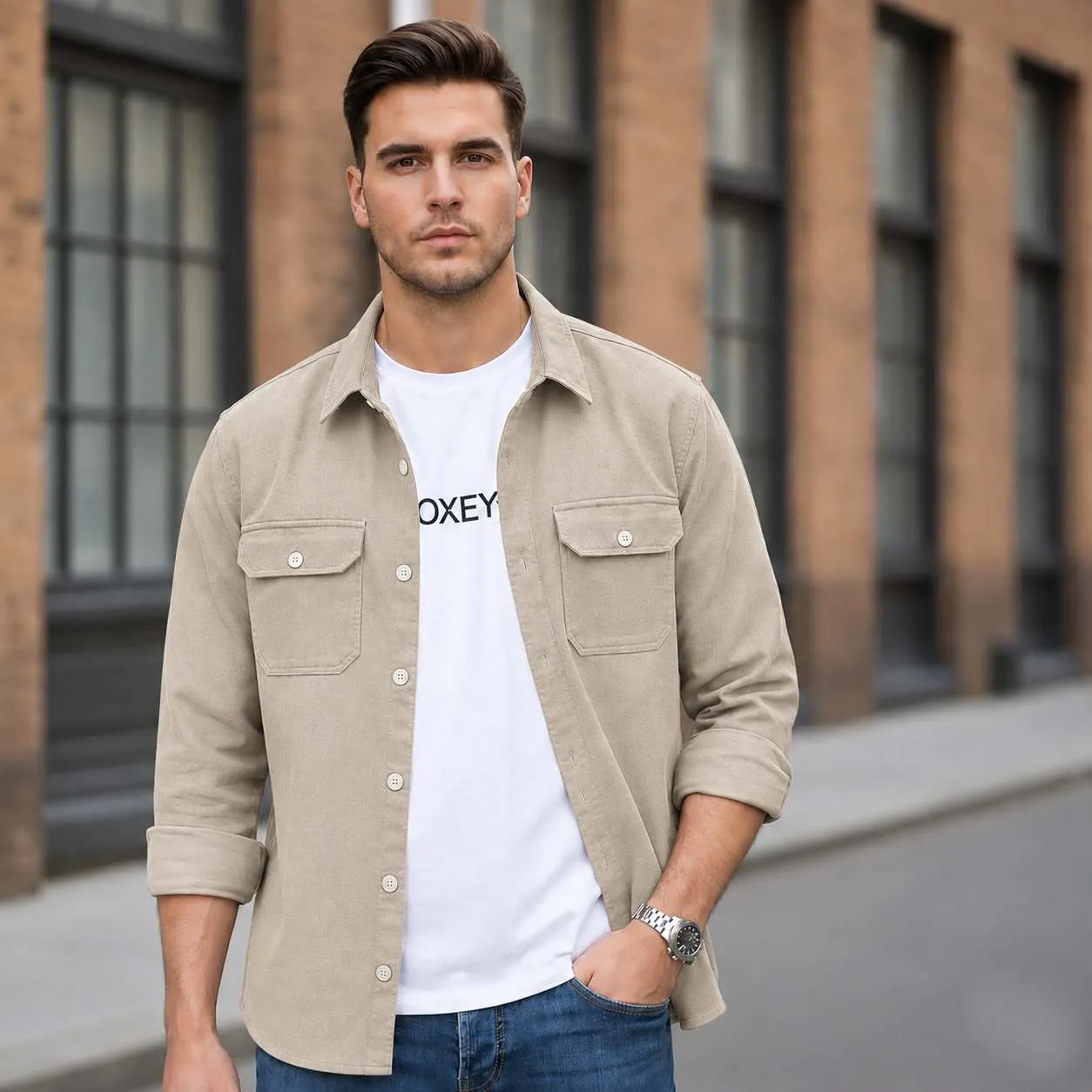 Men's Solid Utility Overshirt