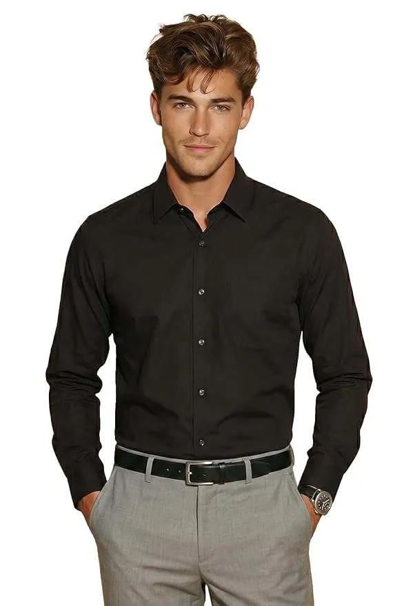 Tailmont Premium Black Solid Formal Shirt