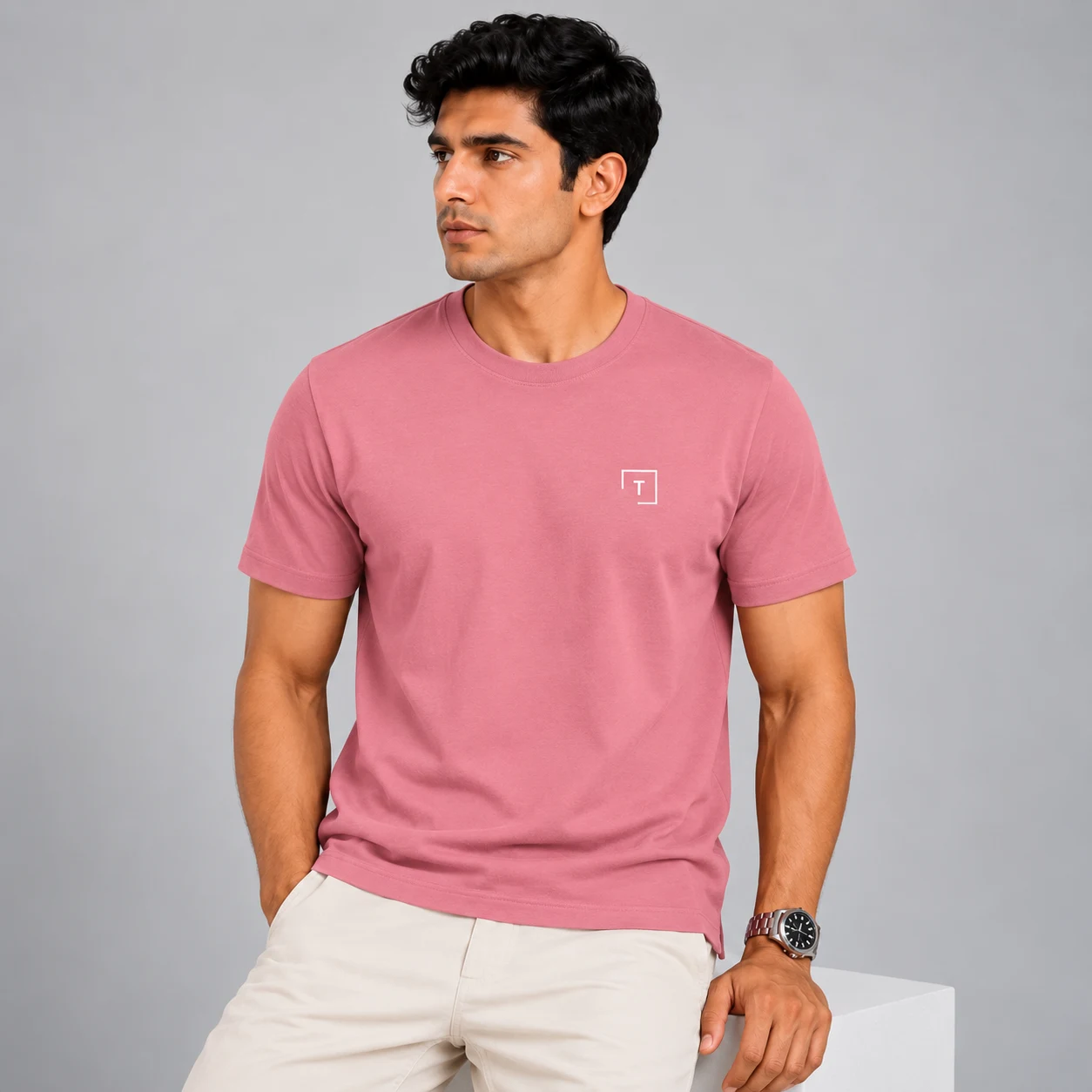 Men's Solid Color Crew Neck T-shirt